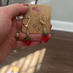 Red Strawberry Beaded Earrings